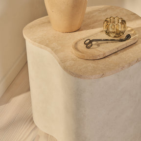 Arlo - Beige Travertine Irregular Concrete Premium Side Table