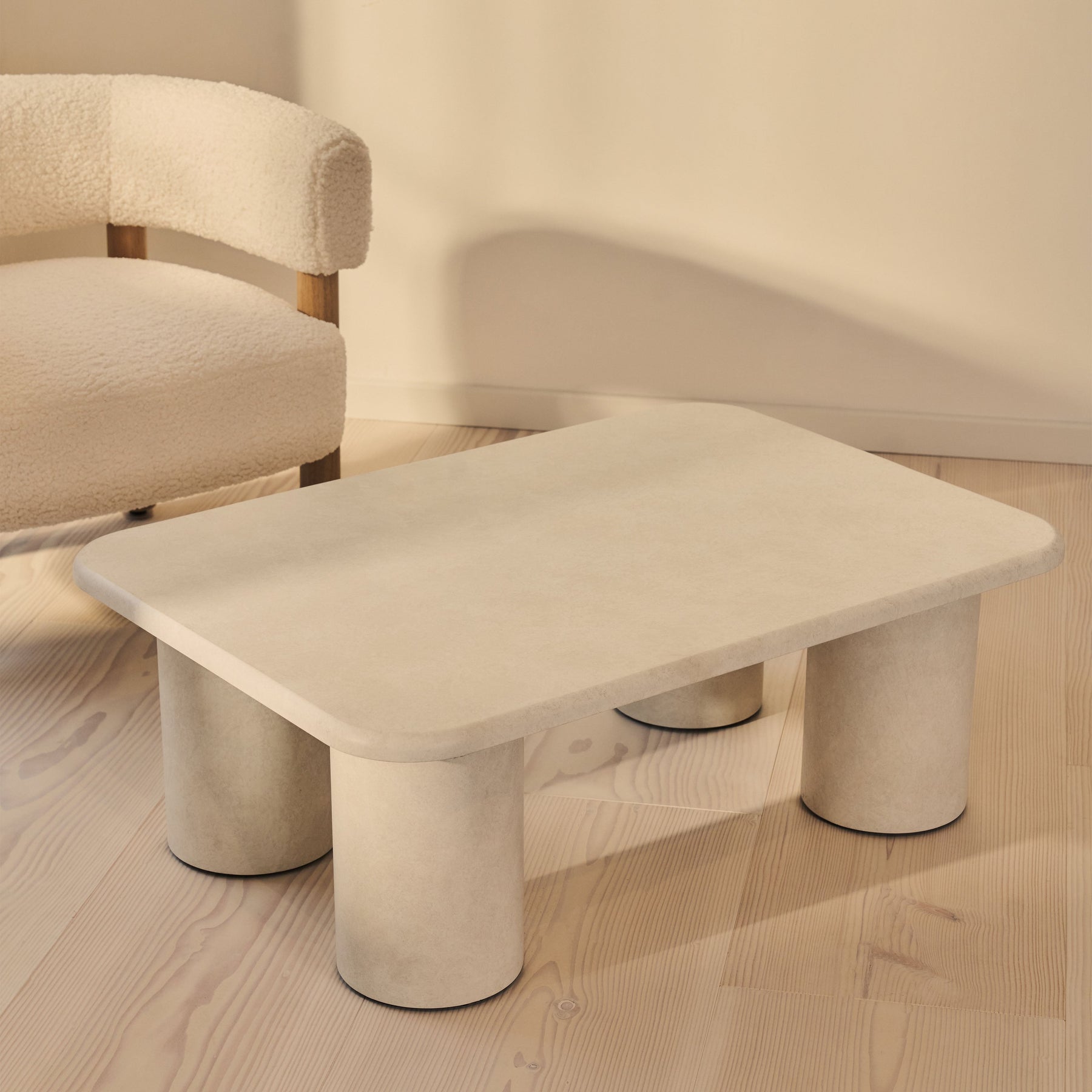 Alina - Concrete Rectangular Large Wooden Coffee Table