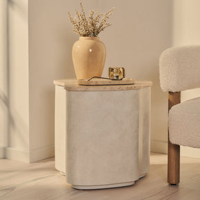 Arlo - Beige Travertine Irregular Concrete Premium Side Table