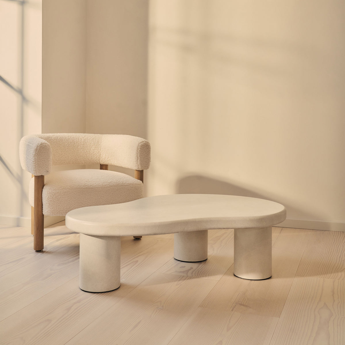 Savanna - Large Concrete Irregular Wooden Coffee Table