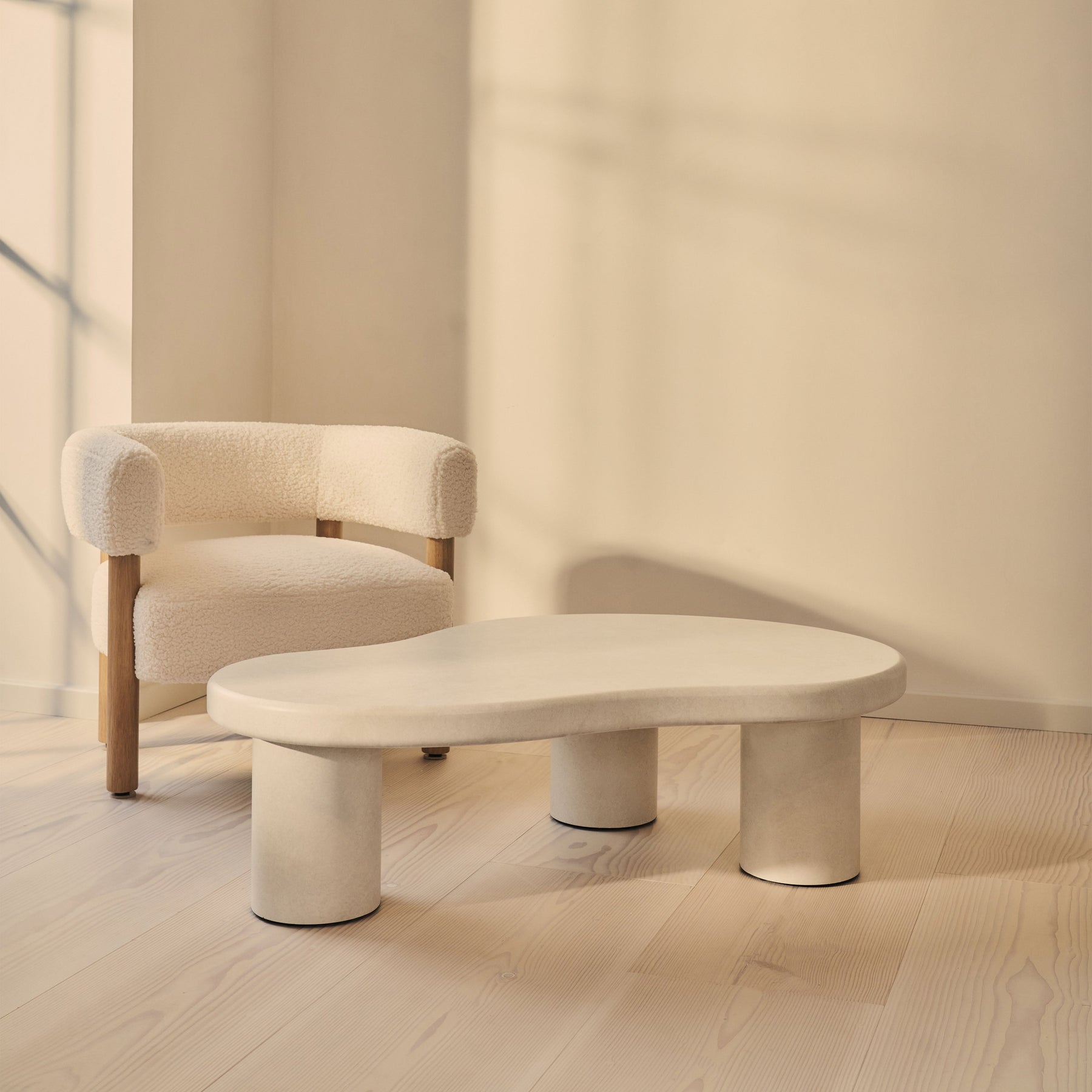 Savanna - Large Concrete Irregular Wooden Coffee Table