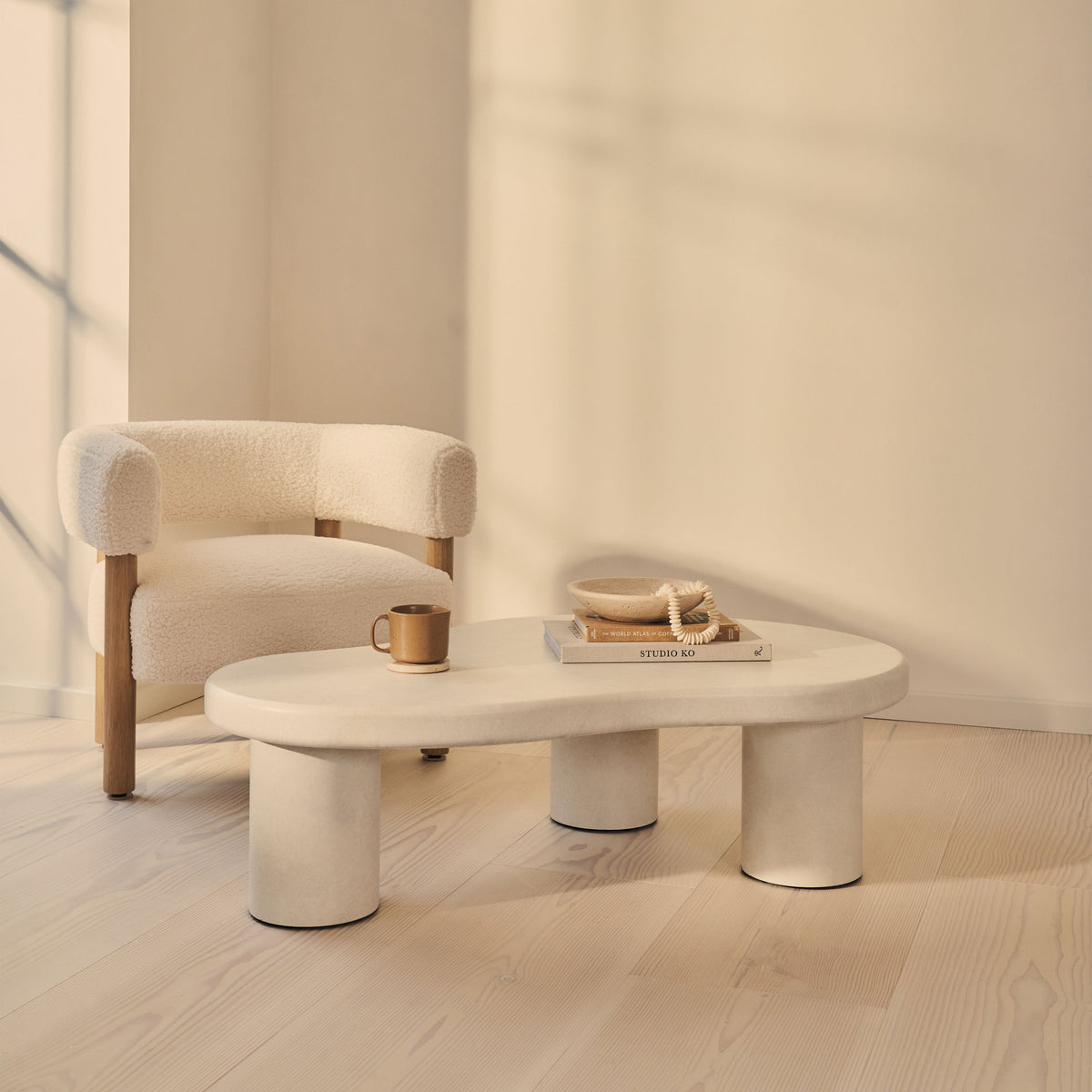 Savanna - Large Concrete Irregular Wooden Coffee Table