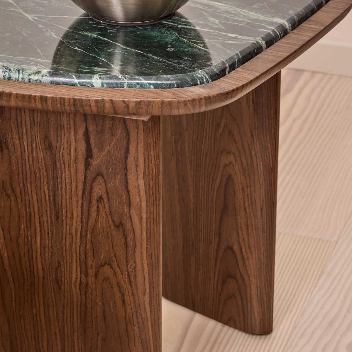 Belmont - Green Marble Irregular Dark Wood Side Table