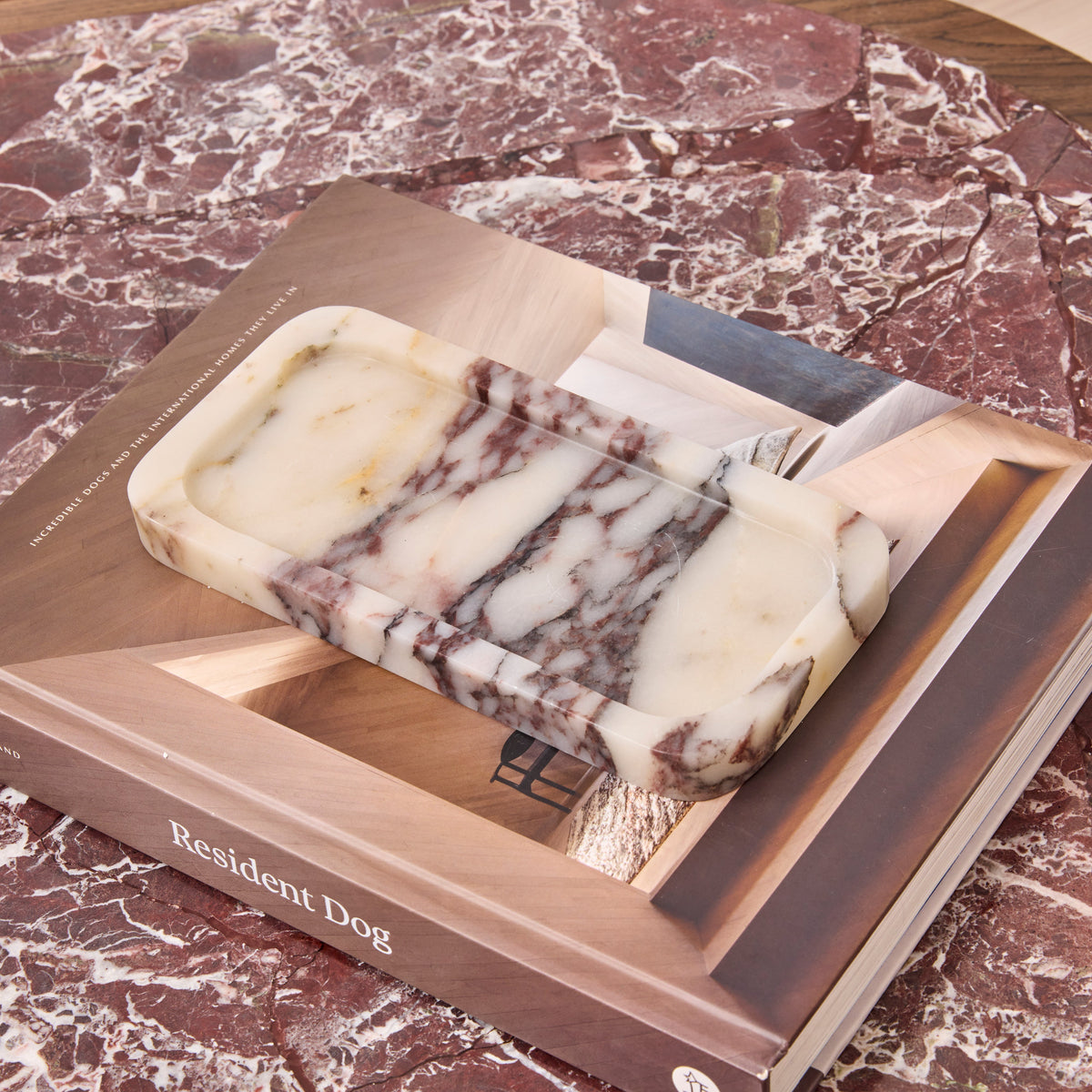 Travara - Calacatta Viola Marble Rectangular Decorative Tray