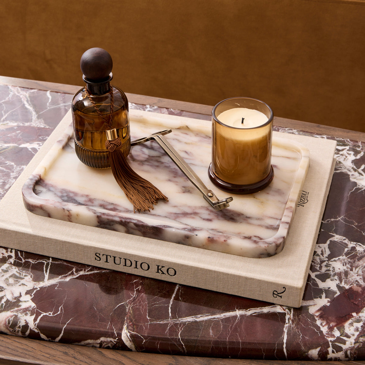 Travara - Calacatta Viola Marble Large Rectangular Decorative Tray