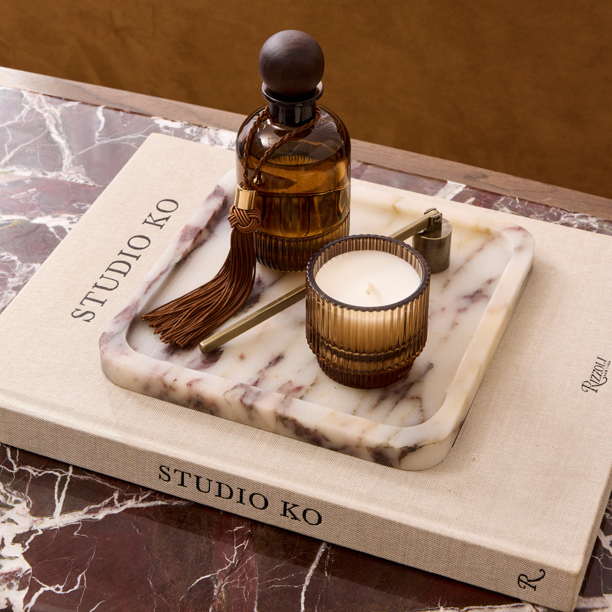 Travara - Calacatta Viola Marble Square Decorative Tray