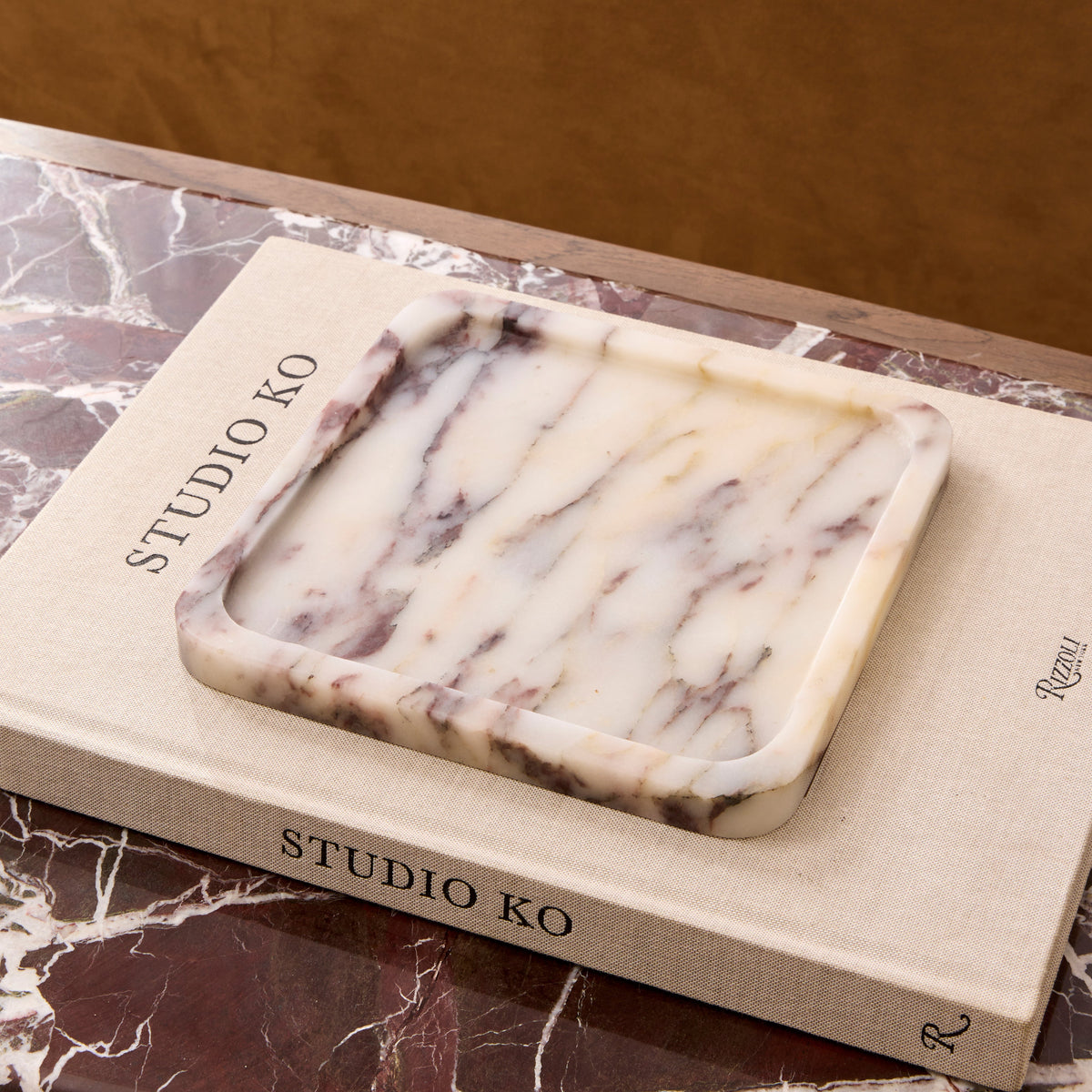 Travara - Calacatta Viola Marble Square Decorative Tray