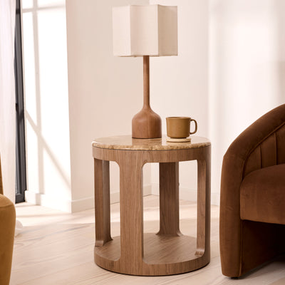 Milford - Light Emperador Round Washed Wood Side Table