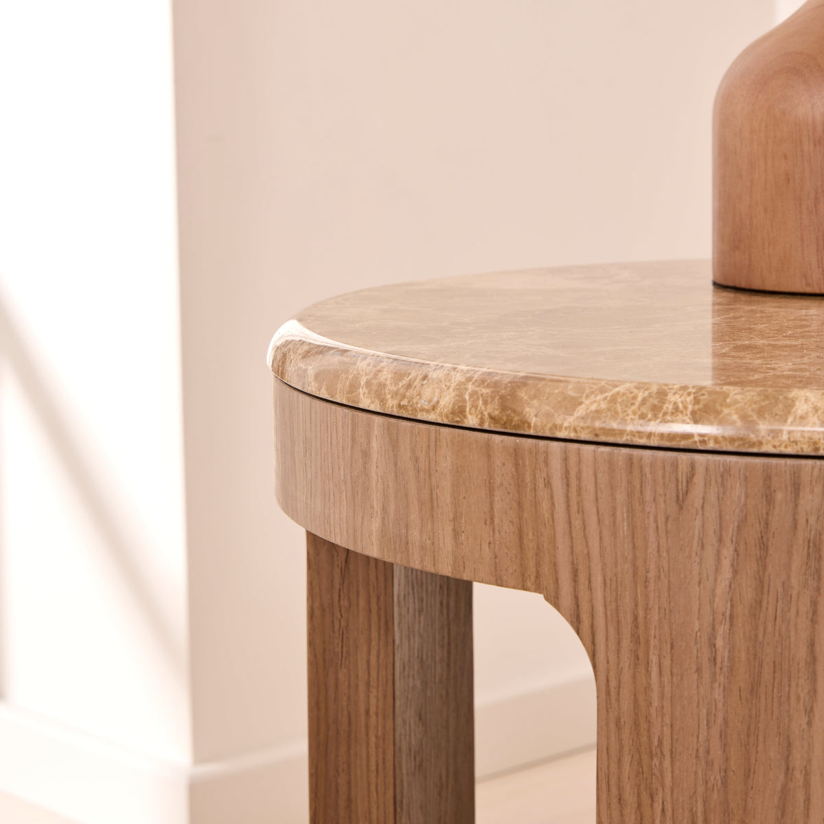 Milford - Light Emperador Round Washed Wood Side Table