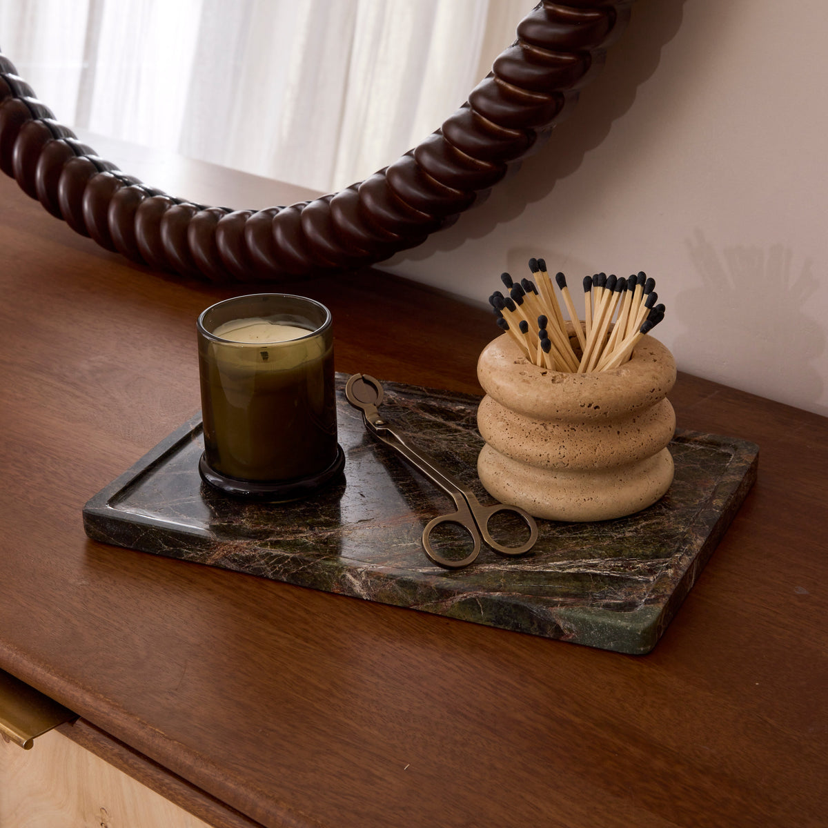 Travara - Green Marble Large Rectangular Decorative Tray