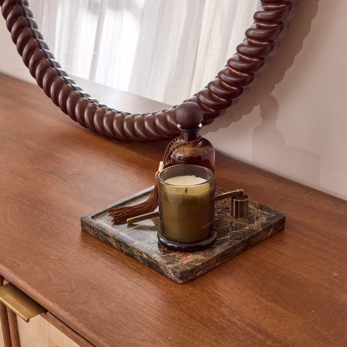 Travara - Green Marble Square Decorative Tray