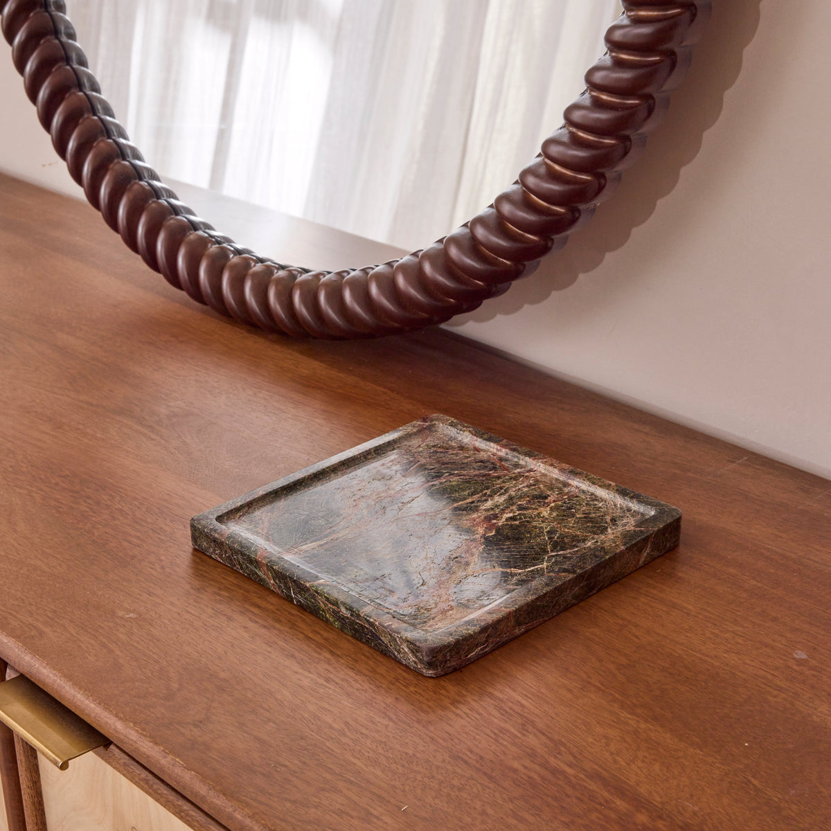 Travara - Green Marble Square Decorative Tray