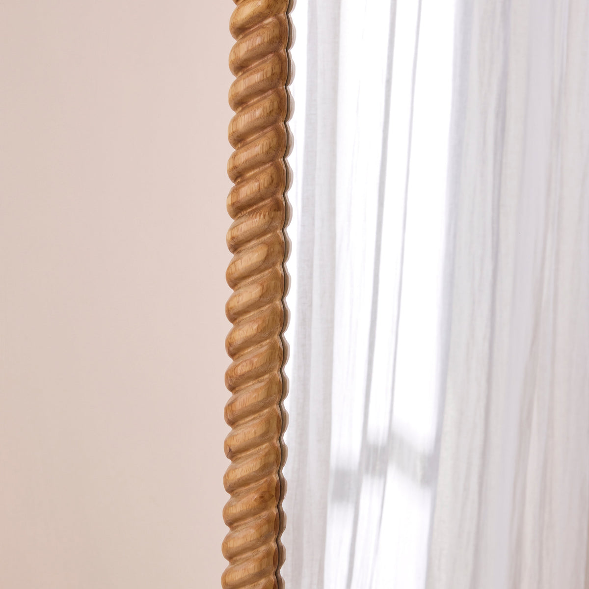 Cordelia - Light Wood Rope Twist Full Length Arched Mirror 170cm x 80cm