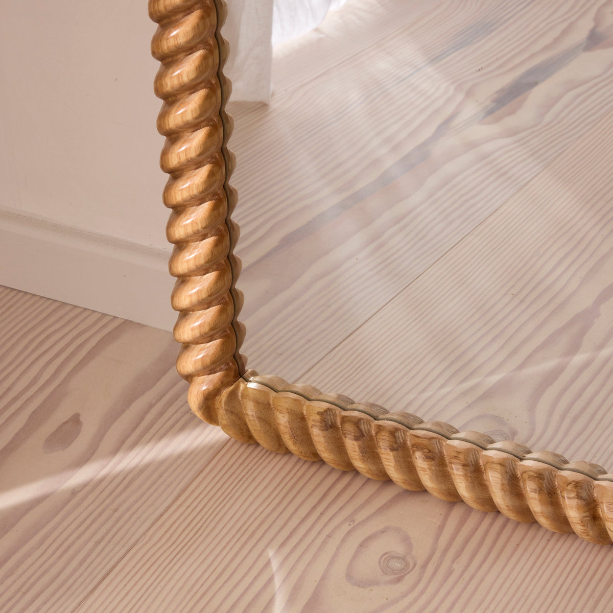Cordelia - Light Wood Rope Twist Full Length Arched Mirror 170cm x 80cm