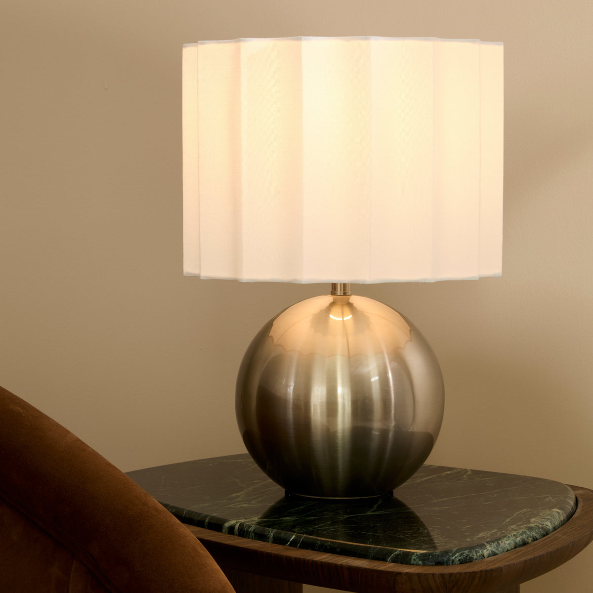 Caia - Brushed Steel Scallop Shade Table Lamp