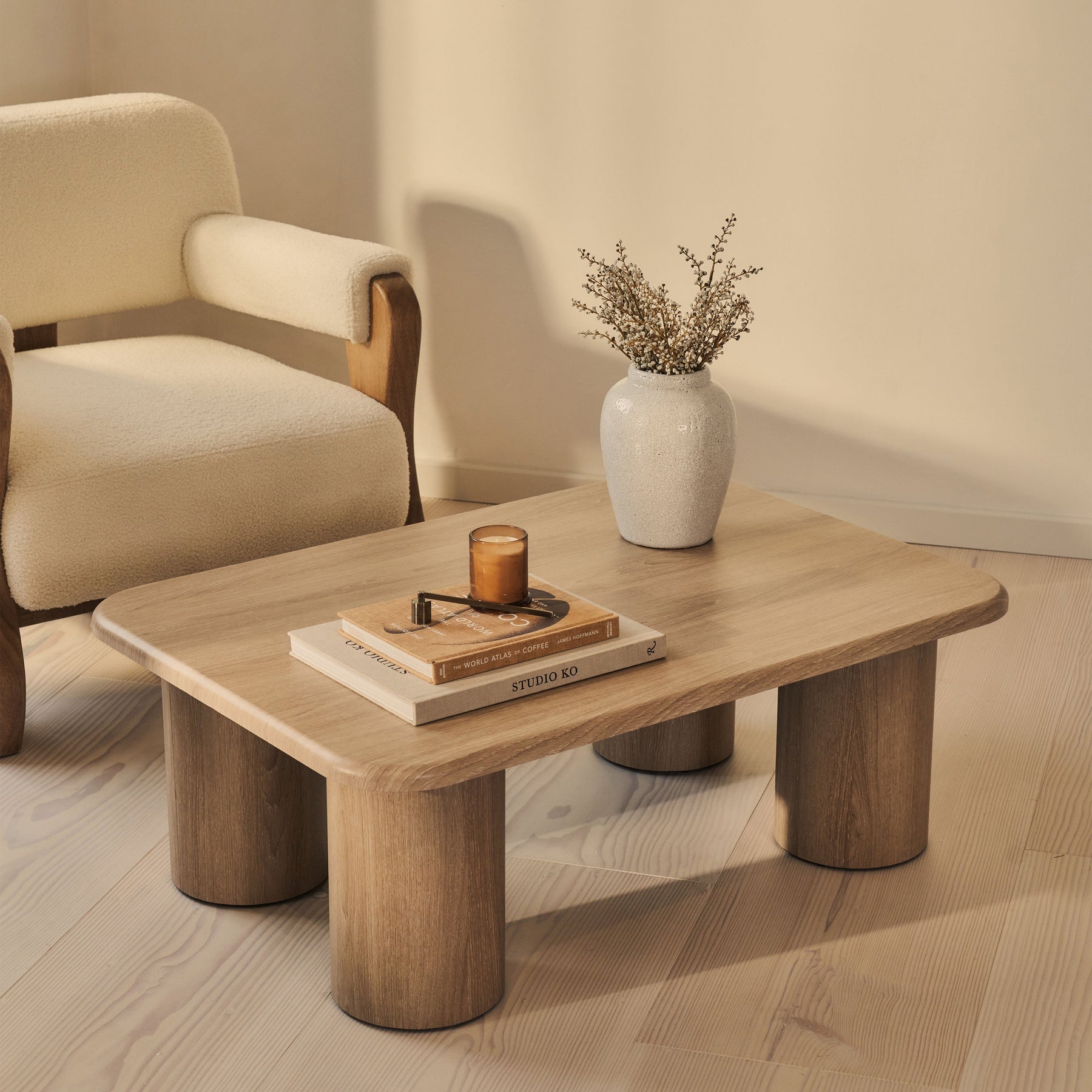 Alina - Washed Wood Rectangular Large Wooden Coffee Table