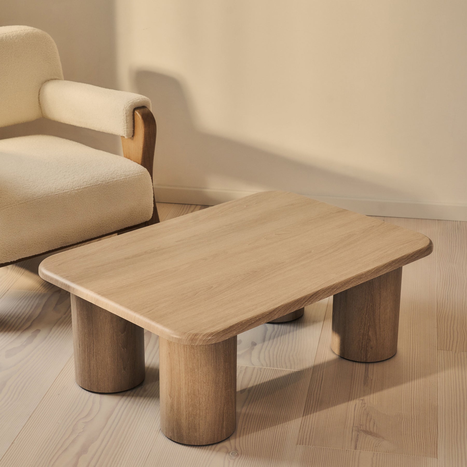 Alina - Washed Wood Rectangular Large Wooden Coffee Table