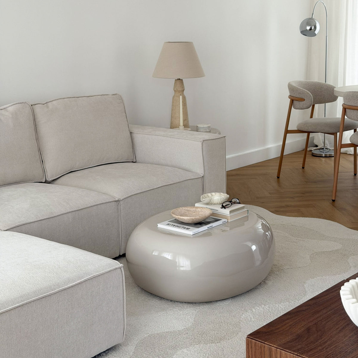 Rivington - High Gloss Ivory Large Pebble Coffee Table