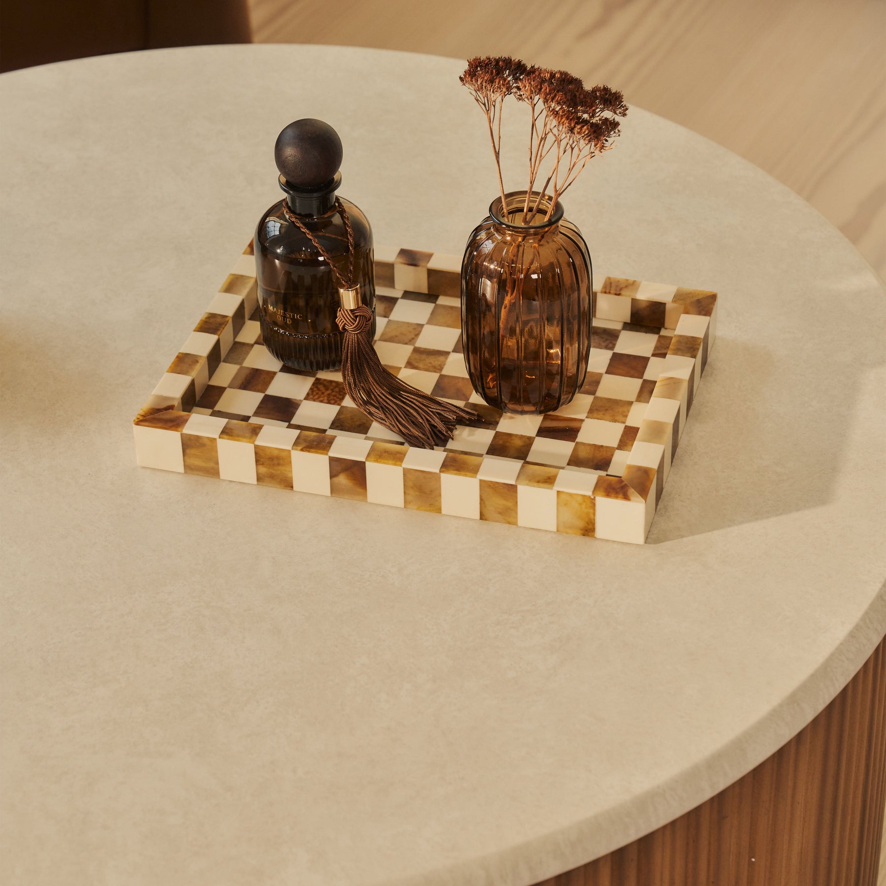 Cove - Warm Wood Ribbed Round Coffee Table