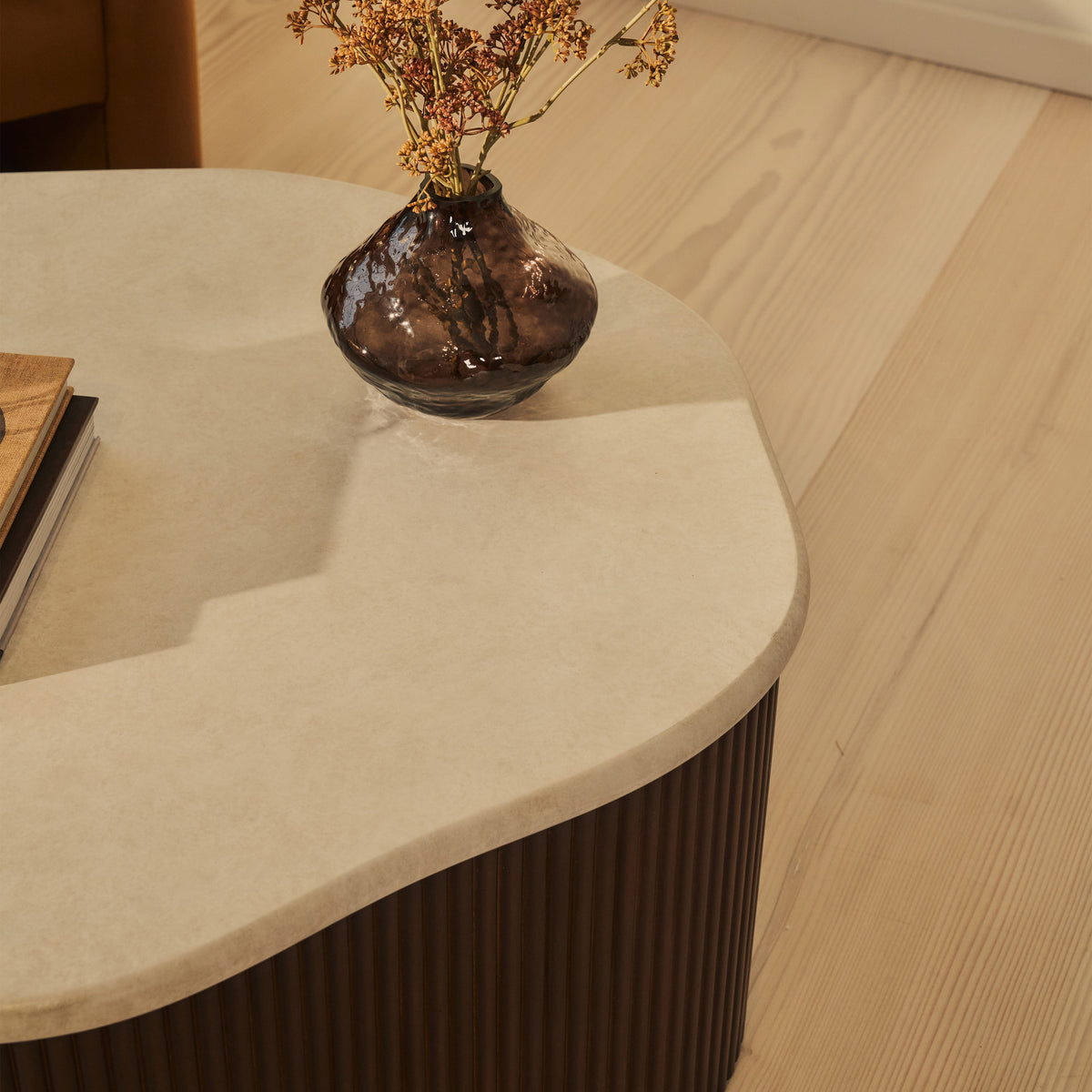 Cove - Dark Wood Ribbed Irregular Coffee Table