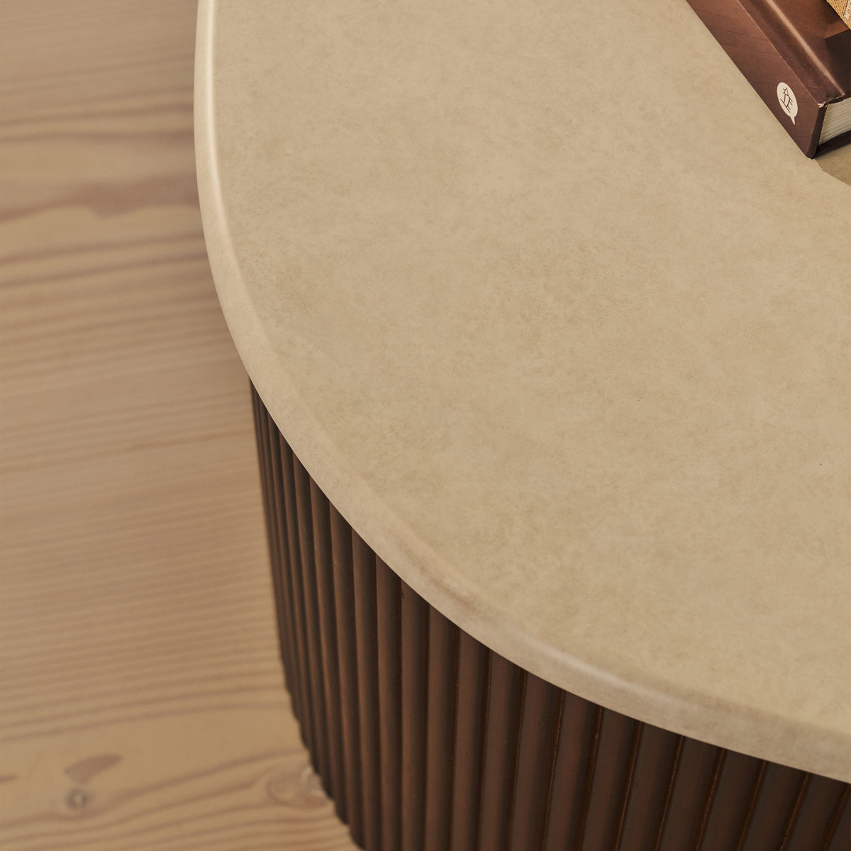 Cove - Dark Wood Ribbed Irregular Coffee Table