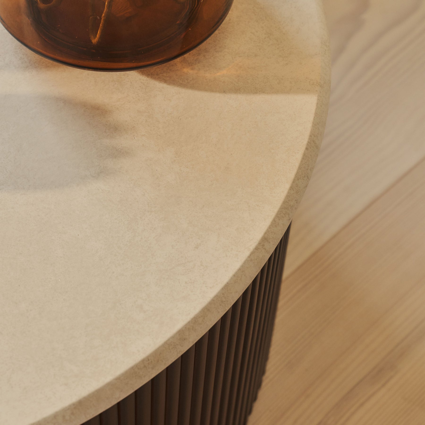 Cove - Dark Wood Ribbed Round Coffee Table