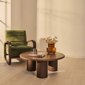 Alina - Dark Wood Round Large Wooden Coffee Table