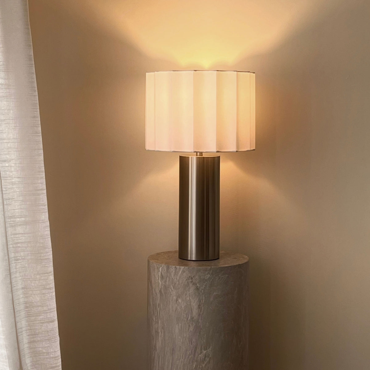 Castella - Brushed Steel Scallop Shade Table Lamp