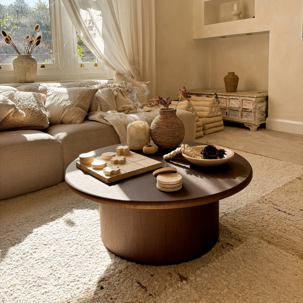 Madison - Large Dark Wood Round Wooden Coffee Table