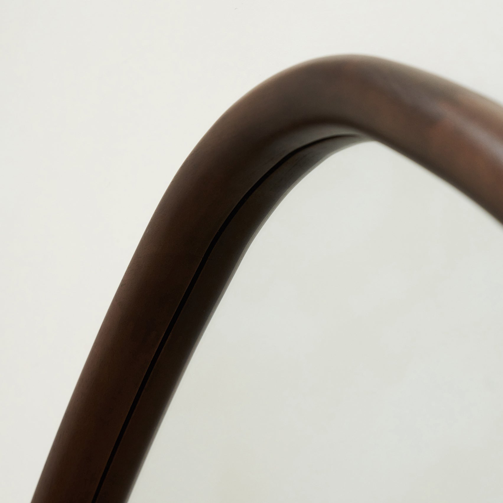 Detail shot of Full Length Dark Wood Organic Irregular Wooden Mirror top arch