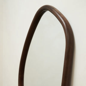 Full Length Dark Wood Organic Irregular Wooden Mirror top arch