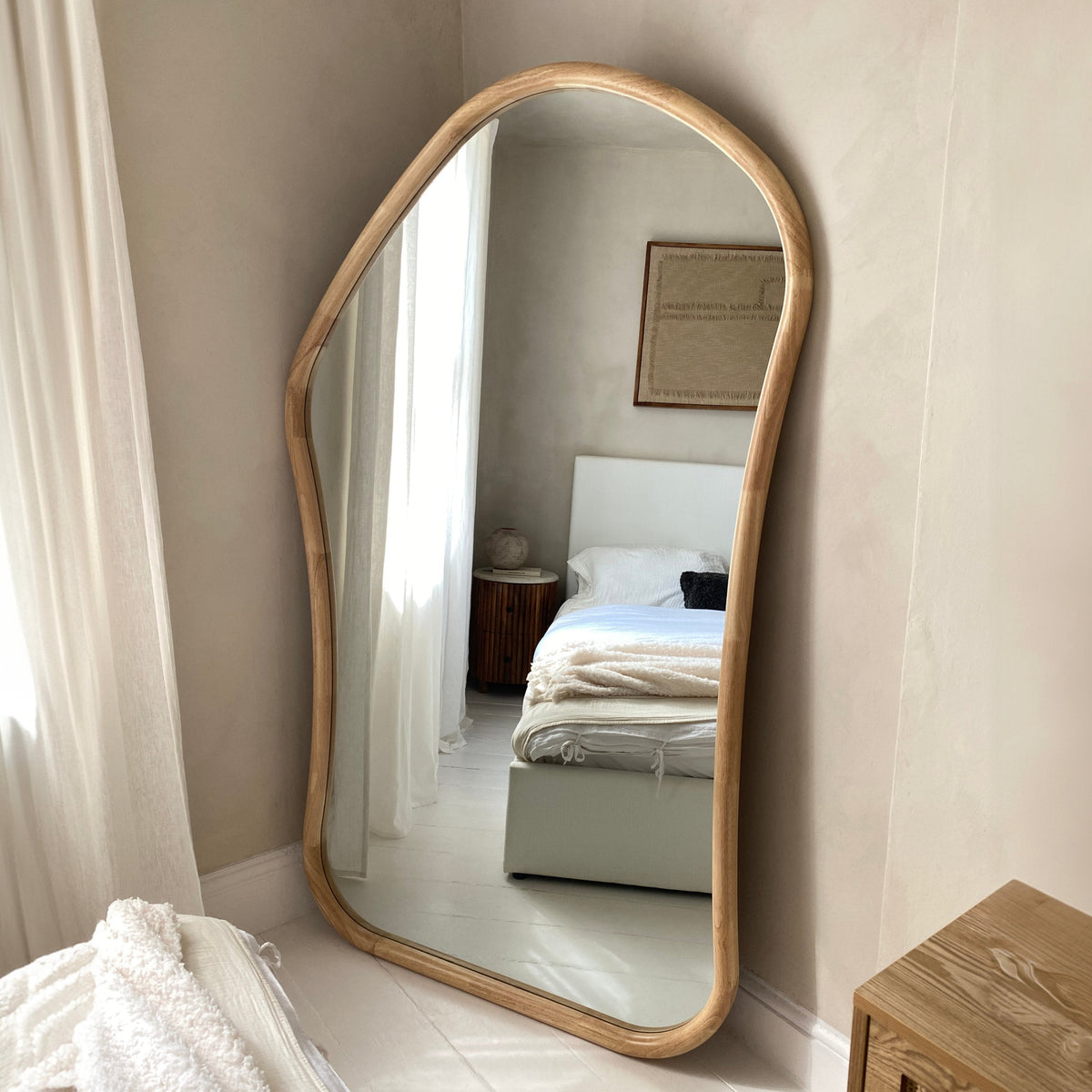 Aaliyah - Extra Large Full Length Light Wood Irregular Mirror 180cm x 110cm