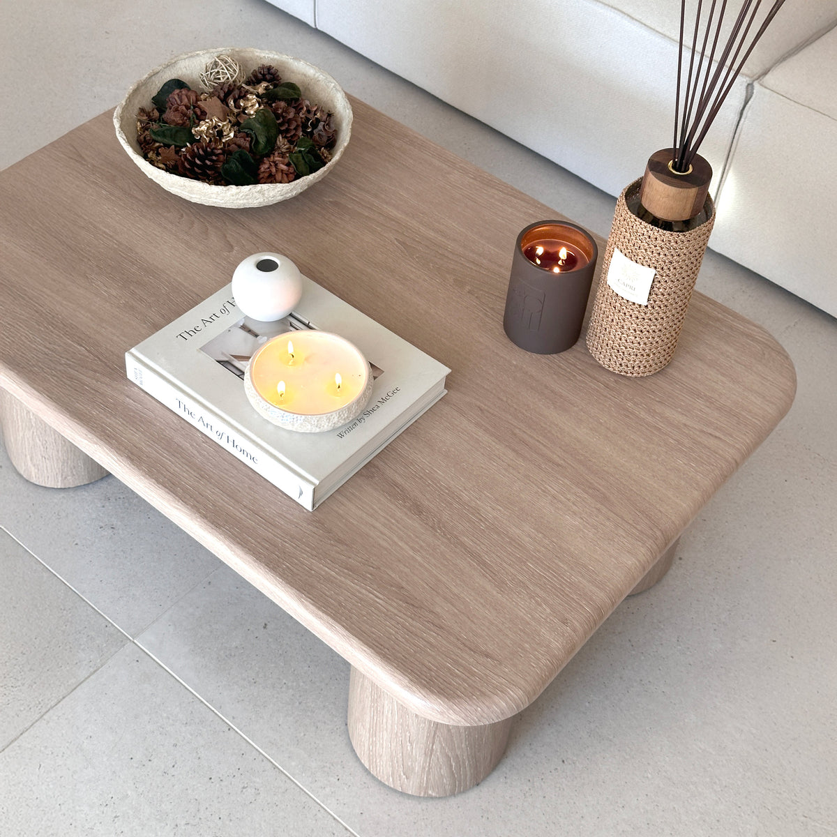 Alina - Washed Wood Rectangular Large Wooden Coffee Table