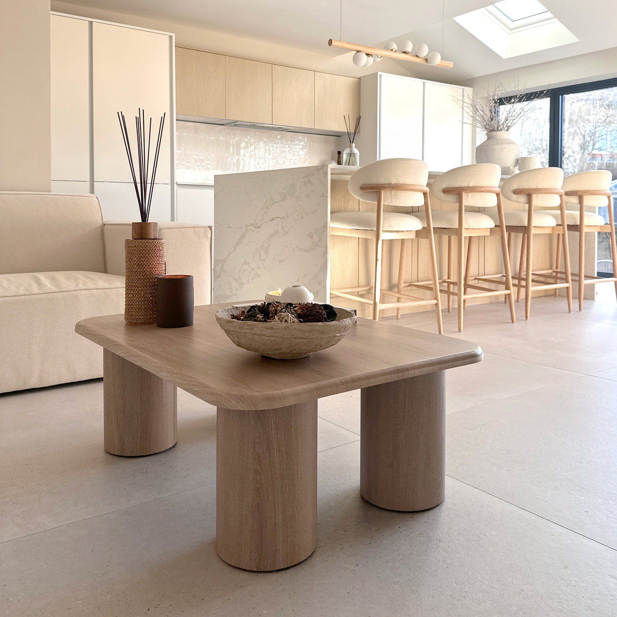 Alina - Washed Wood Rectangular Large Wooden Coffee Table