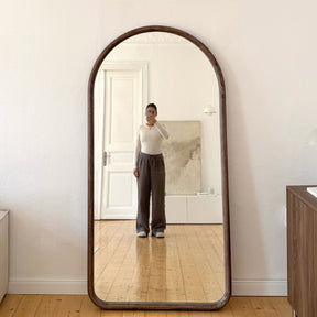 Amora - Extra Large Full Length Arched Warm Wood Mirror 190cm x 100cm
