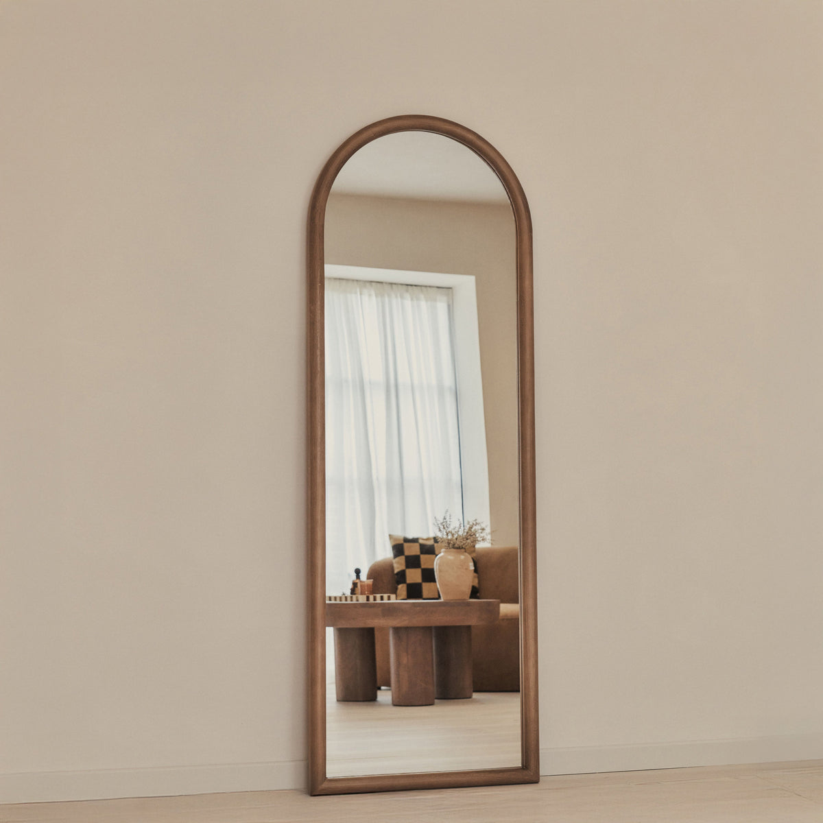 Amora - Full Length Large Arched Warm Wood Mirror 172cm x 60cm
