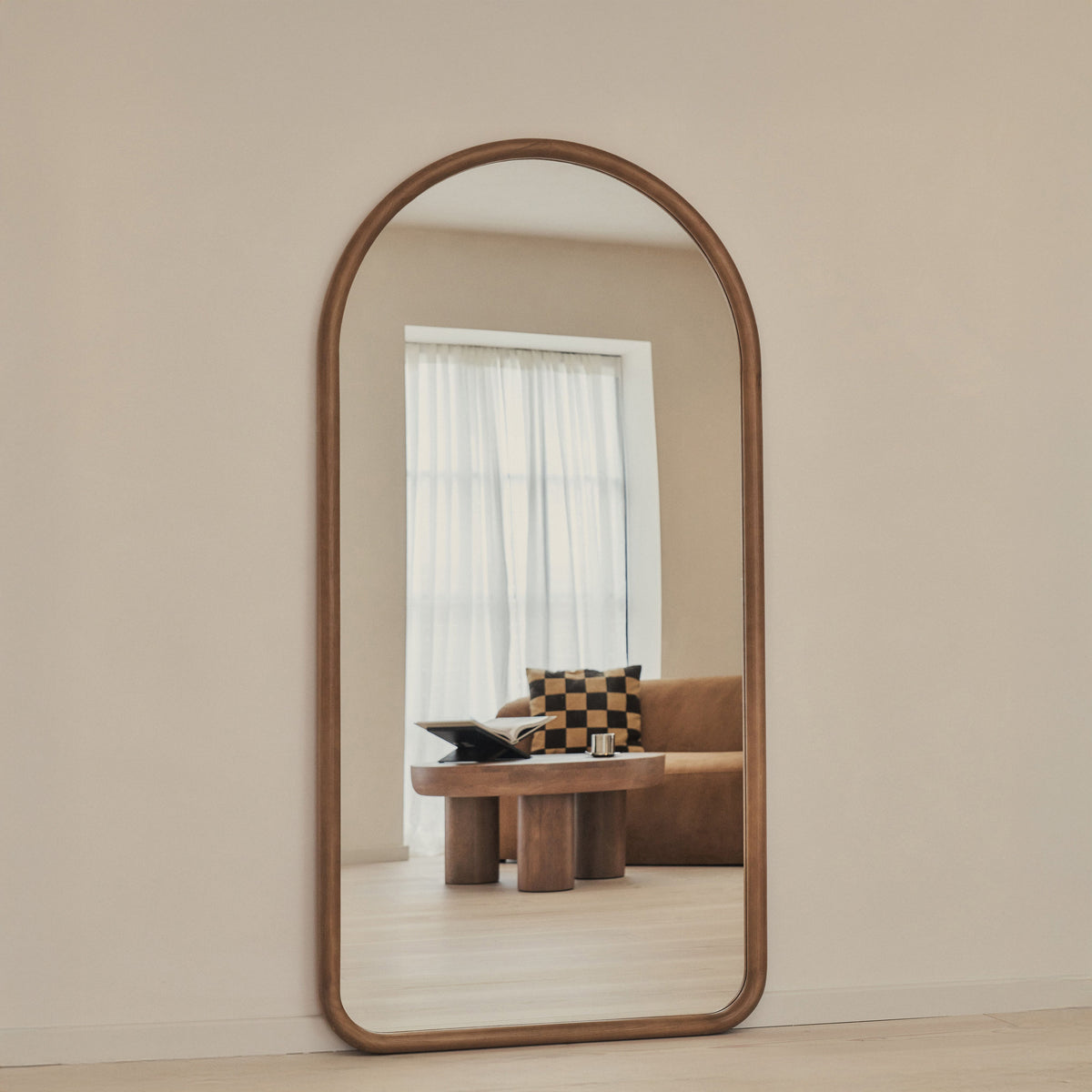 Amora - Full Length Large Arched Warm Wood Mirror 180cm x 90cm