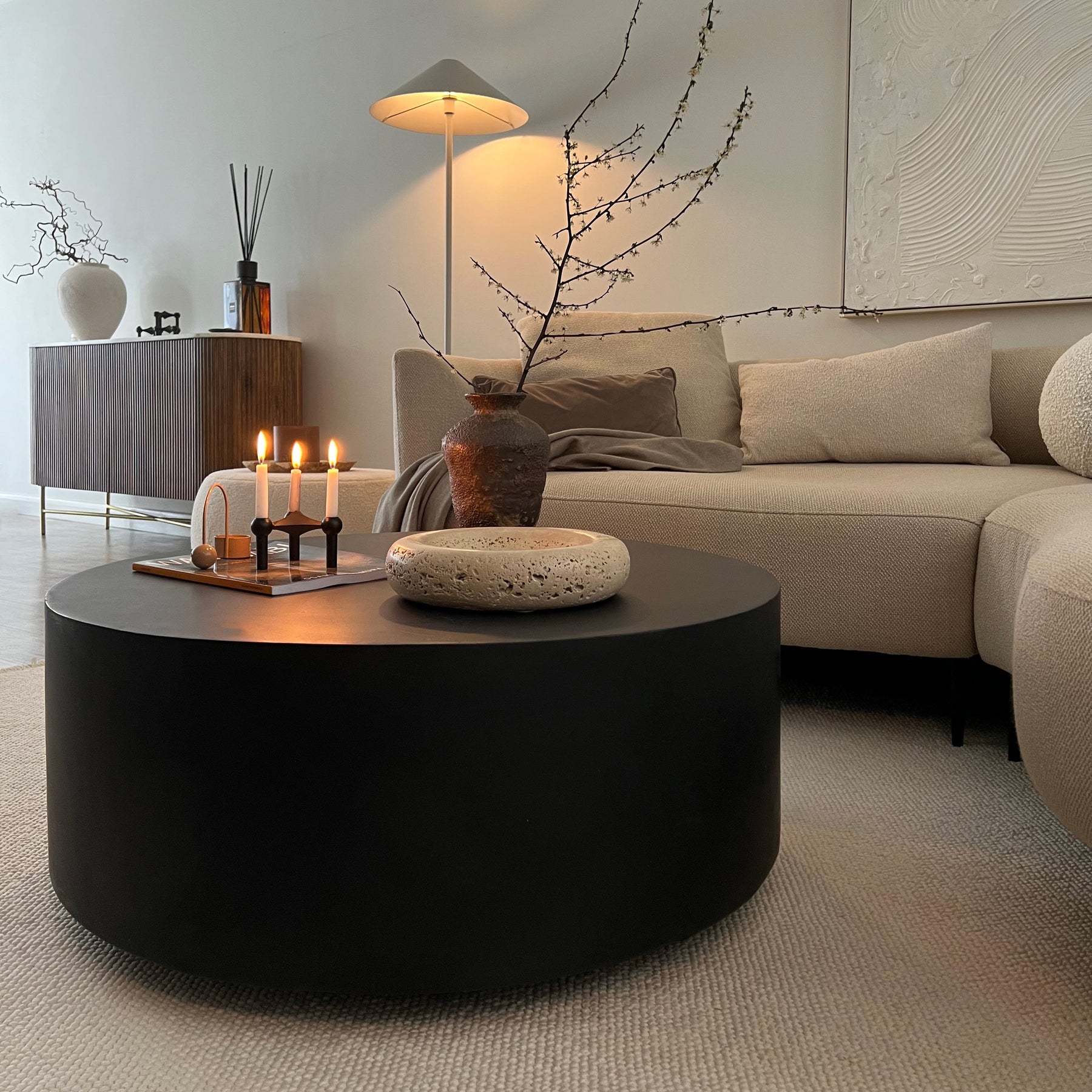 Angelo - Minimal Onyx Round Coffee Table Large