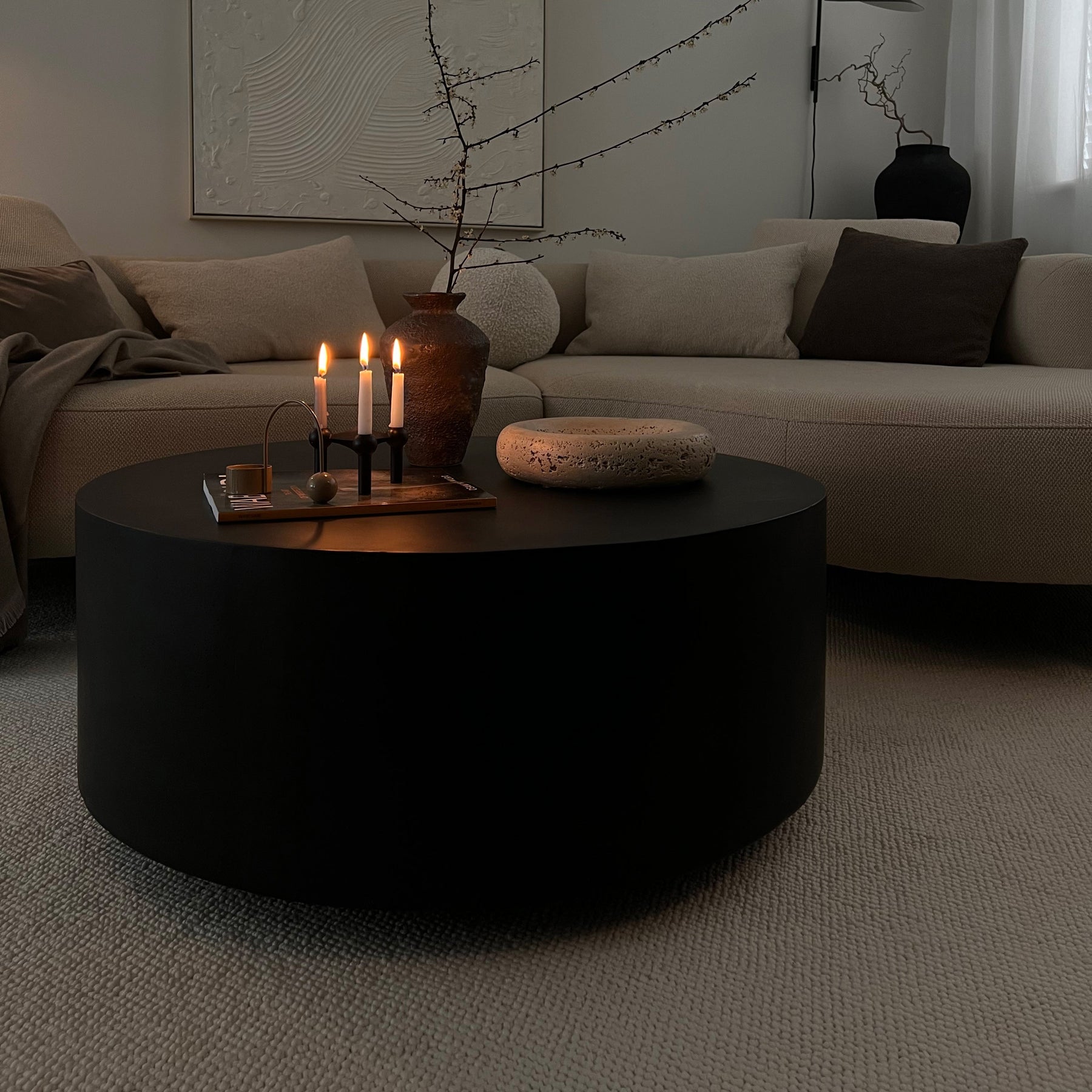 Angelo - Minimal Onyx Round Coffee Table Large