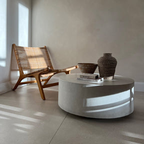 Large minimalist concrete round coffee table