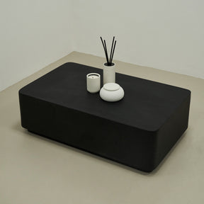 Minimal Onyx Rectangular Coffee Table Large with pots, candles and ceramics