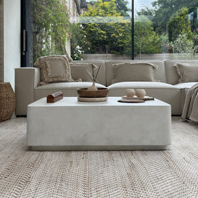 Minimal Concrete Rectangular Coffee Table Large in conservatory