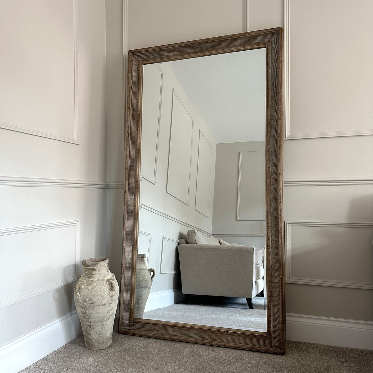 Antoine - Full Length Extra Large Washed Wood Rectangular Mirror 185cm x 100cm