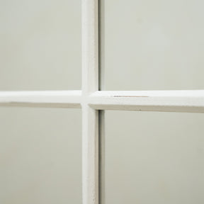 Detail shot of our Large White Arched Shabby Chic Window Mirror window pane design