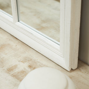 Alternate shot of Large White Arched Shabby Chic Window Mirror corner