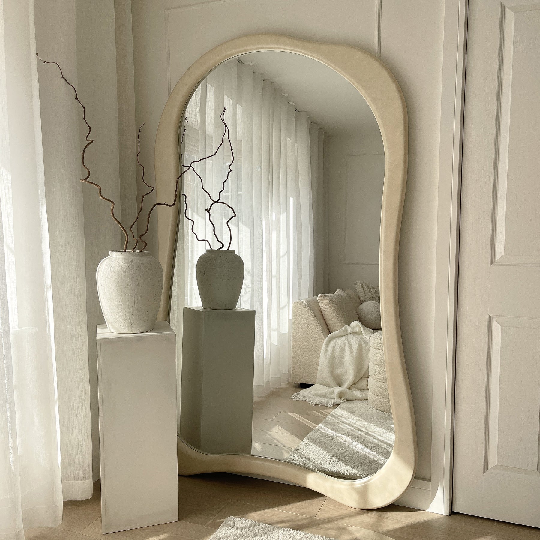 Arcurva - Extra Large Full Length Concrete Irregular Mirror 190cm x 110cm