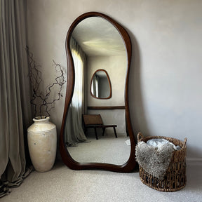 Arcurva - Full Length Dark Wood Irregular Mirror 172cm x 72cm