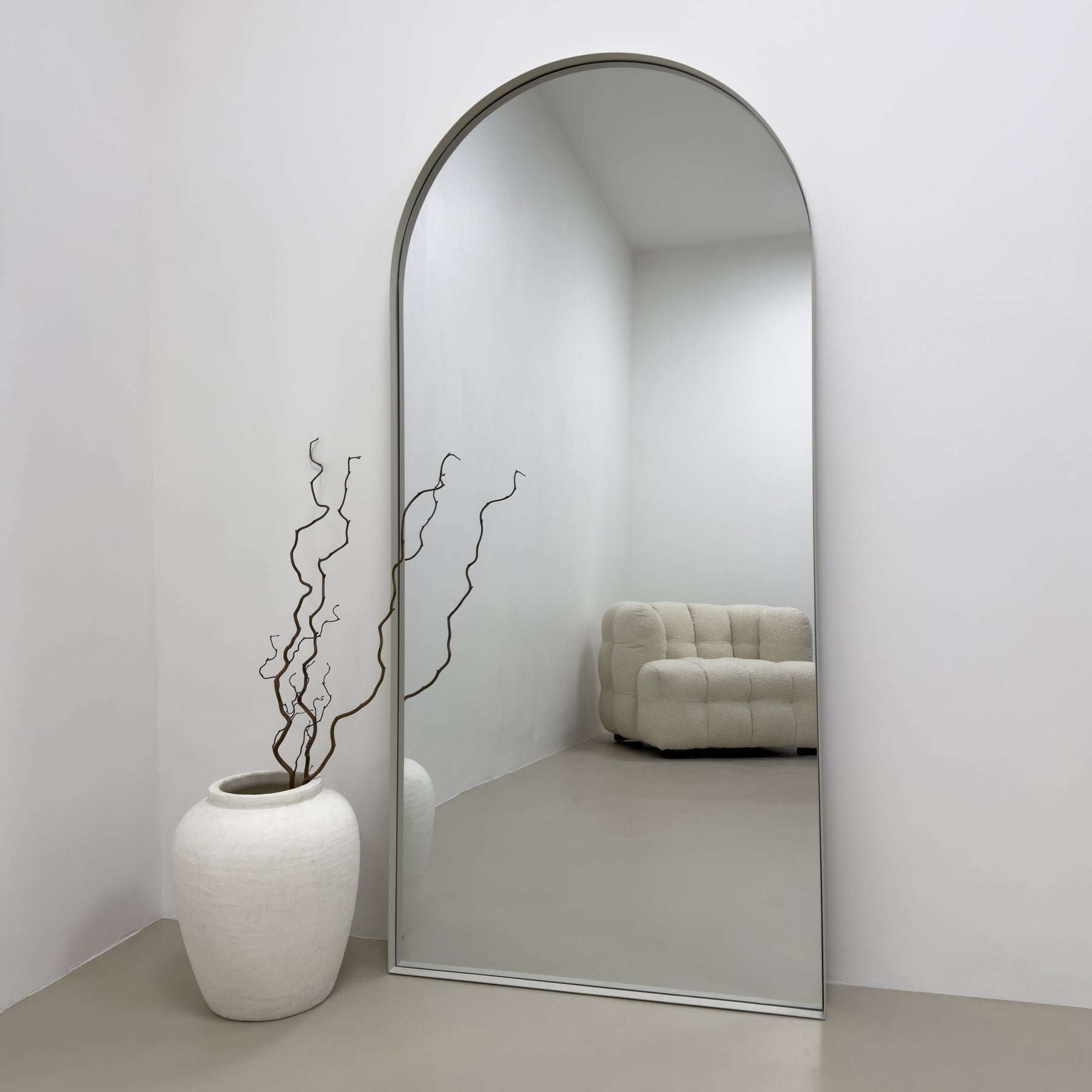 Arcus - Full Length Arched Ecru Large Metal Mirror 170cm x 80cm