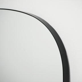 Full length black large metal mirror closeup