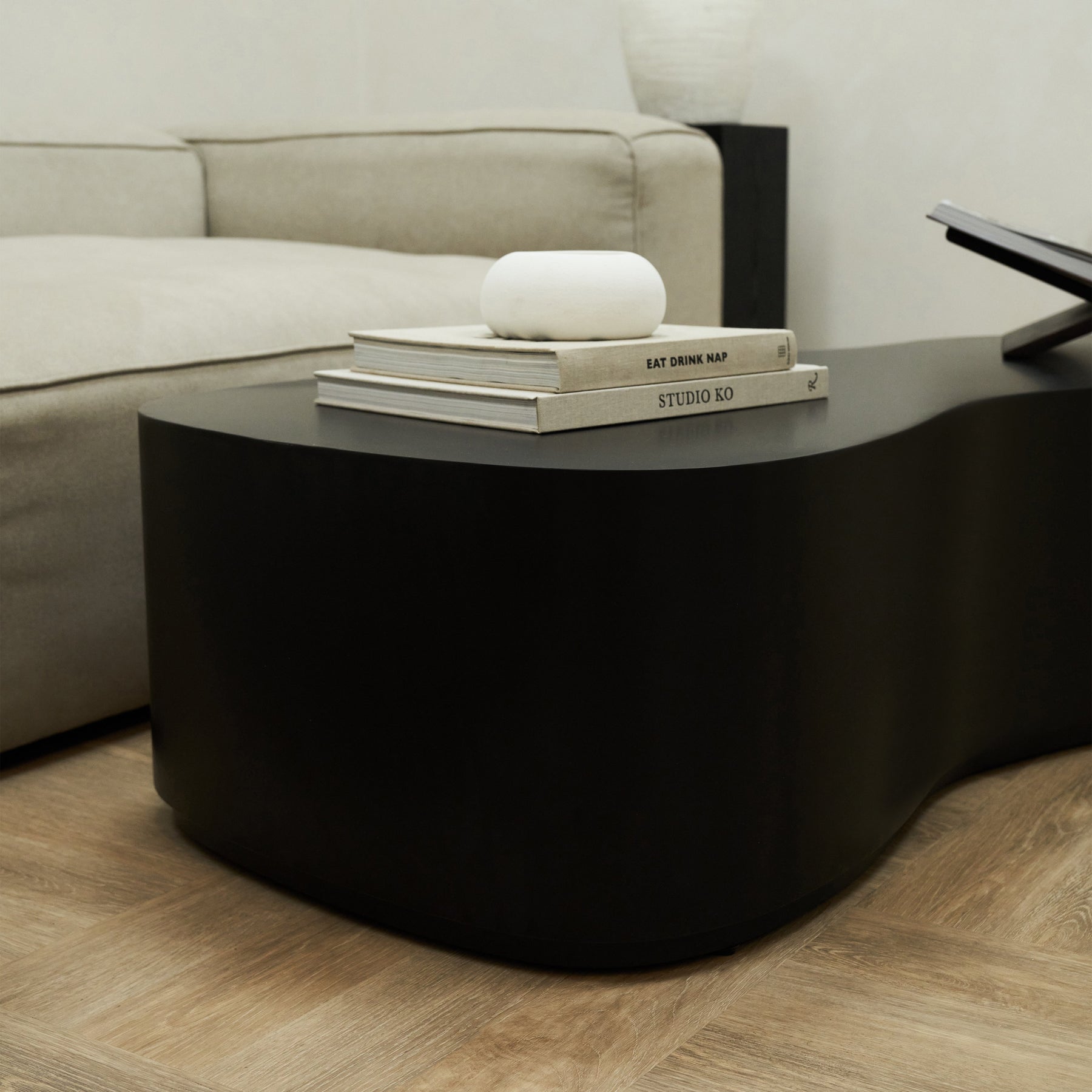 Arlo - Minimal Black Large Irregular Shaped Coffee Table